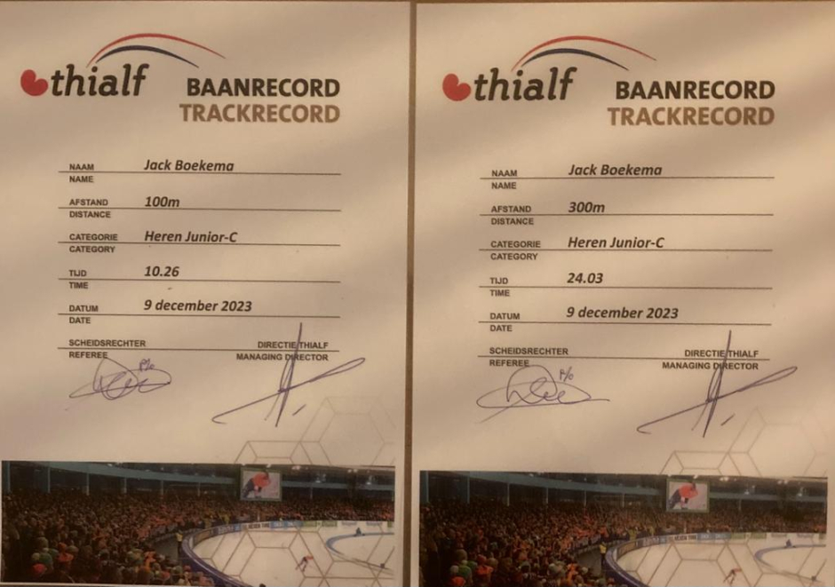 Baanrecords Jack Boekema  Jun-C 100/300m