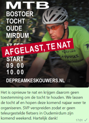 MTB-Bostocht afgelast